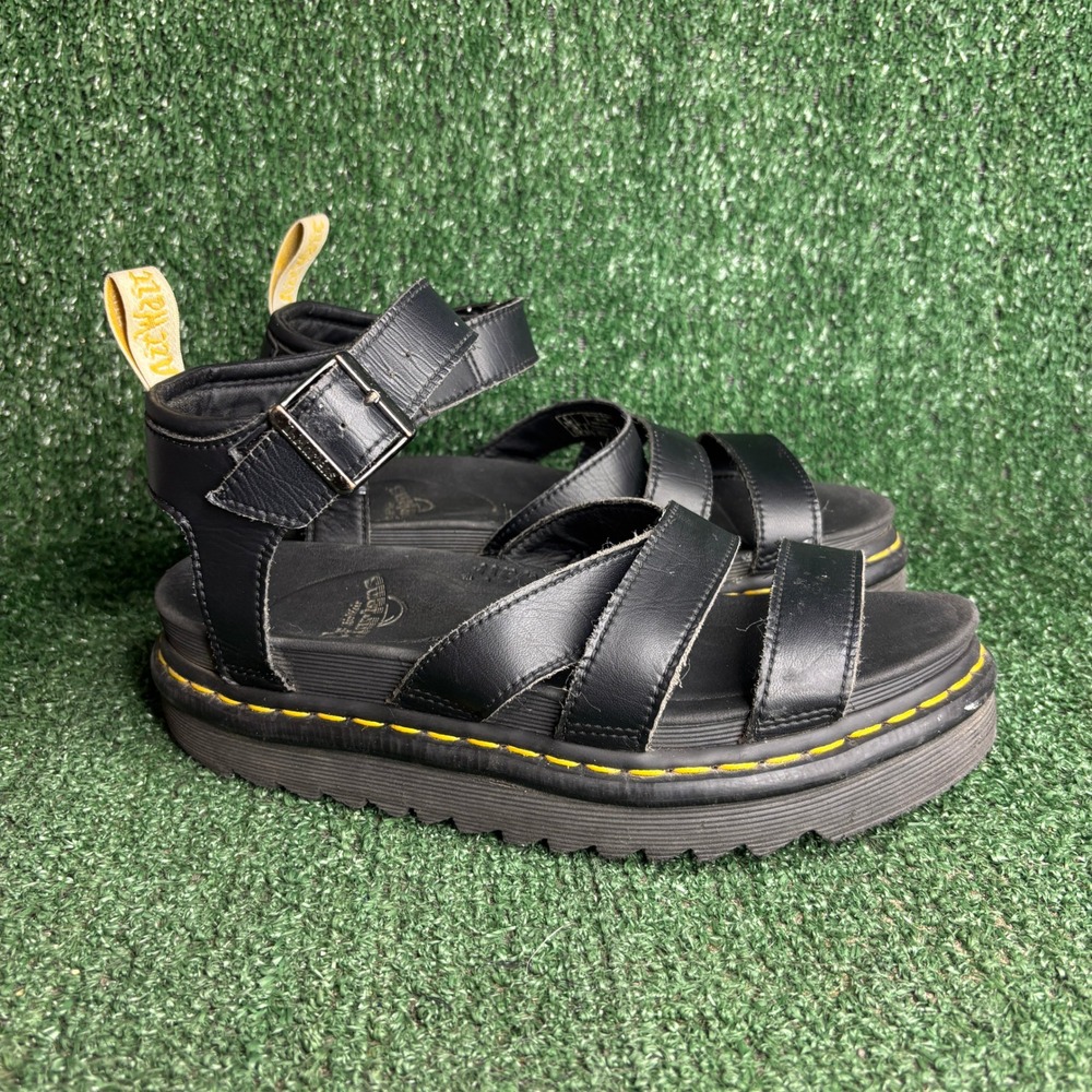 Dr. Martens V Blaire Vegan Platform Gladiator Strappy Sandal Black Womens Size 8